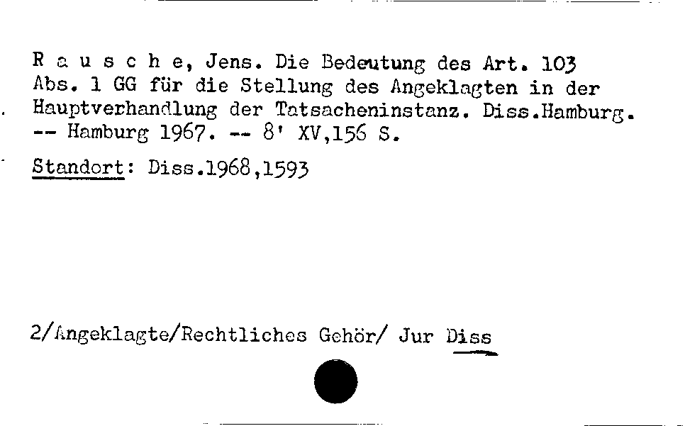 [Katalogkarte Dissertationenkatalog bis 1980]