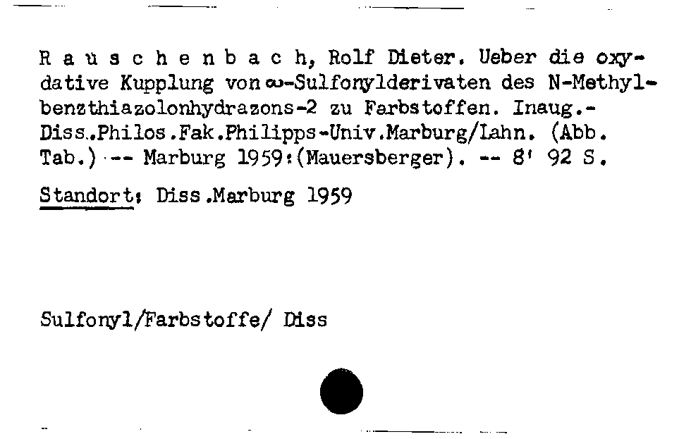 [Katalogkarte Dissertationenkatalog bis 1980]