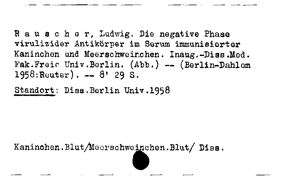 [Katalogkarte Dissertationenkatalog bis 1980]