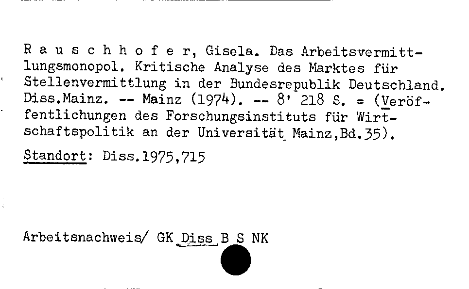 [Katalogkarte Dissertationenkatalog bis 1980]