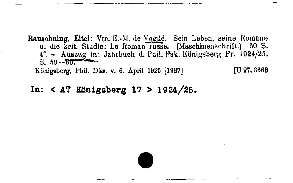 [Katalogkarte Dissertationenkatalog bis 1980]