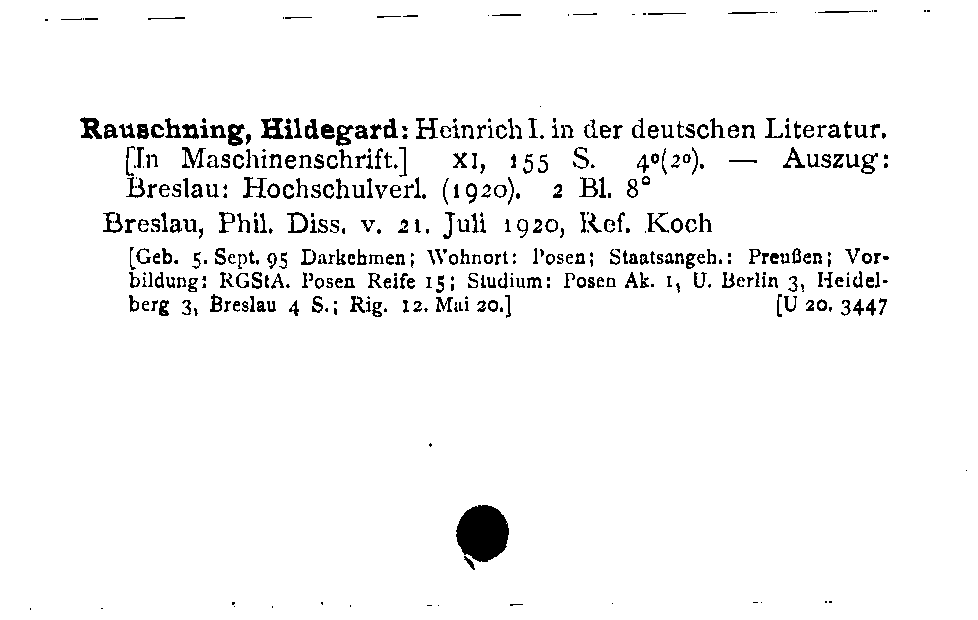 [Katalogkarte Dissertationenkatalog bis 1980]