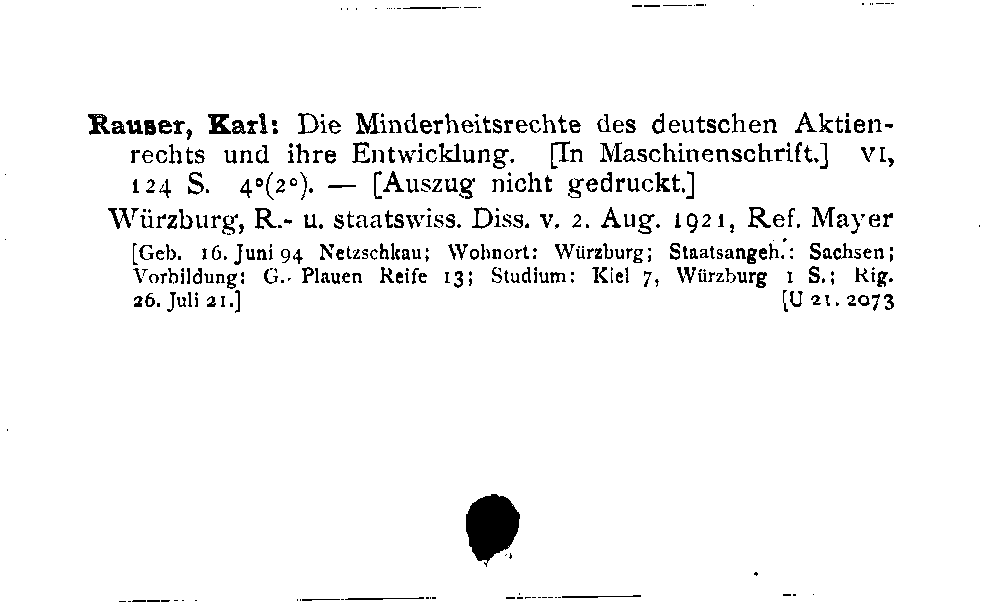 [Katalogkarte Dissertationenkatalog bis 1980]