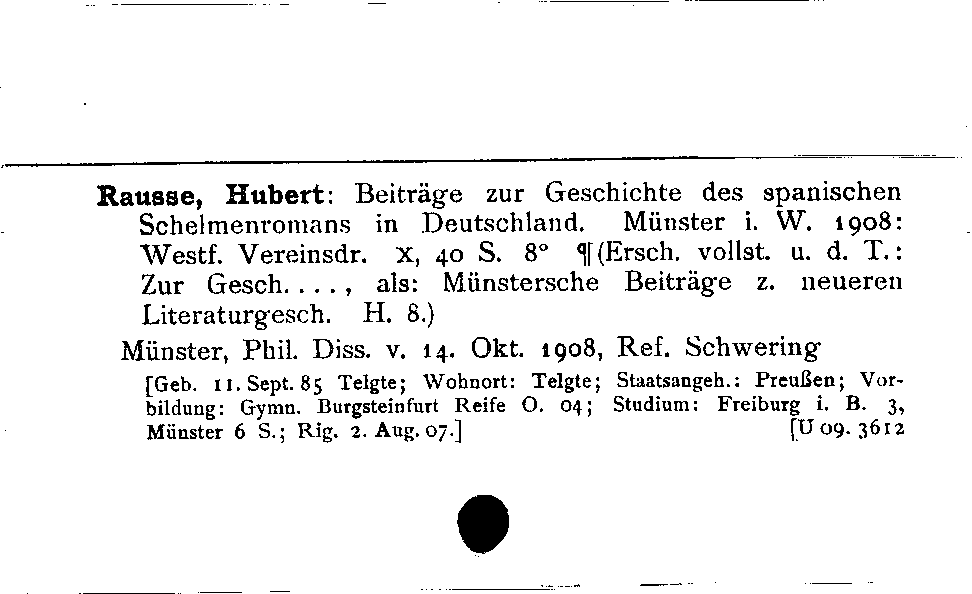 [Katalogkarte Dissertationenkatalog bis 1980]