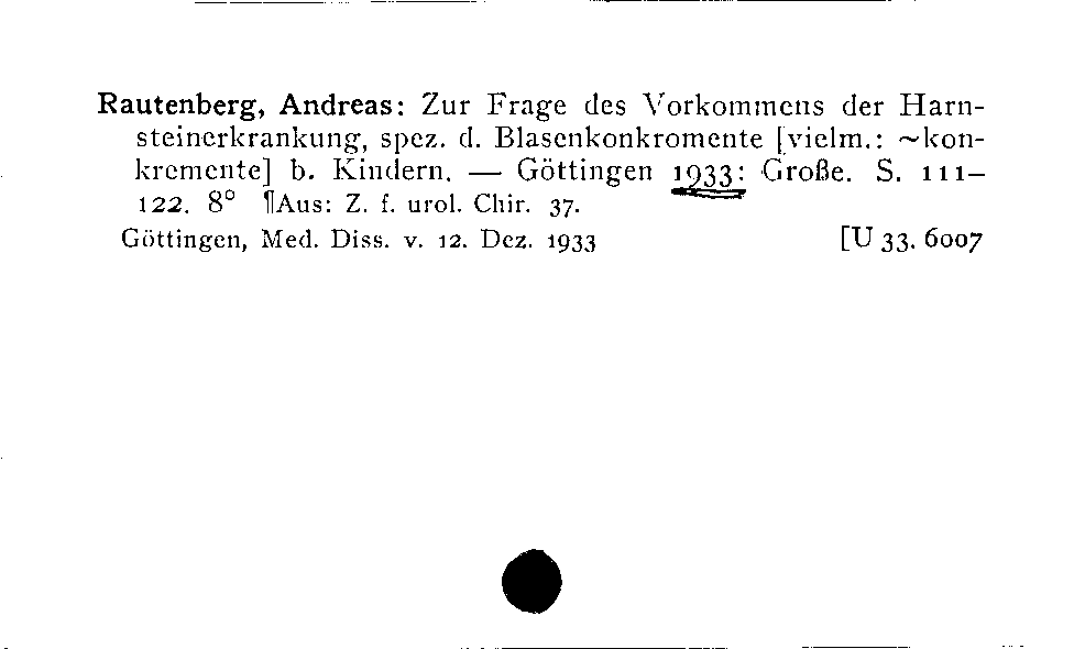 [Katalogkarte Dissertationenkatalog bis 1980]