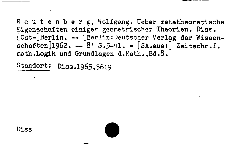 [Katalogkarte Dissertationenkatalog bis 1980]