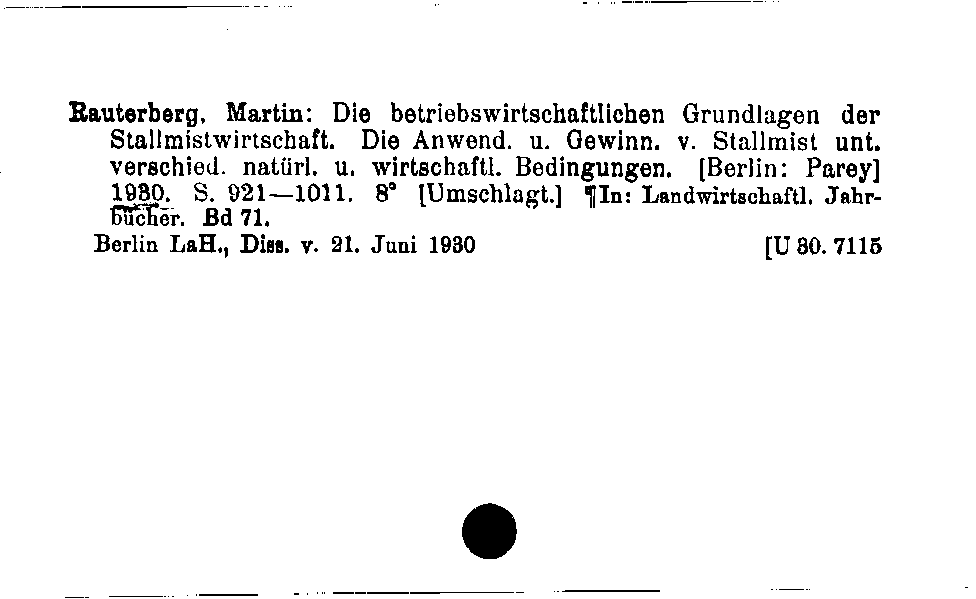 [Katalogkarte Dissertationenkatalog bis 1980]