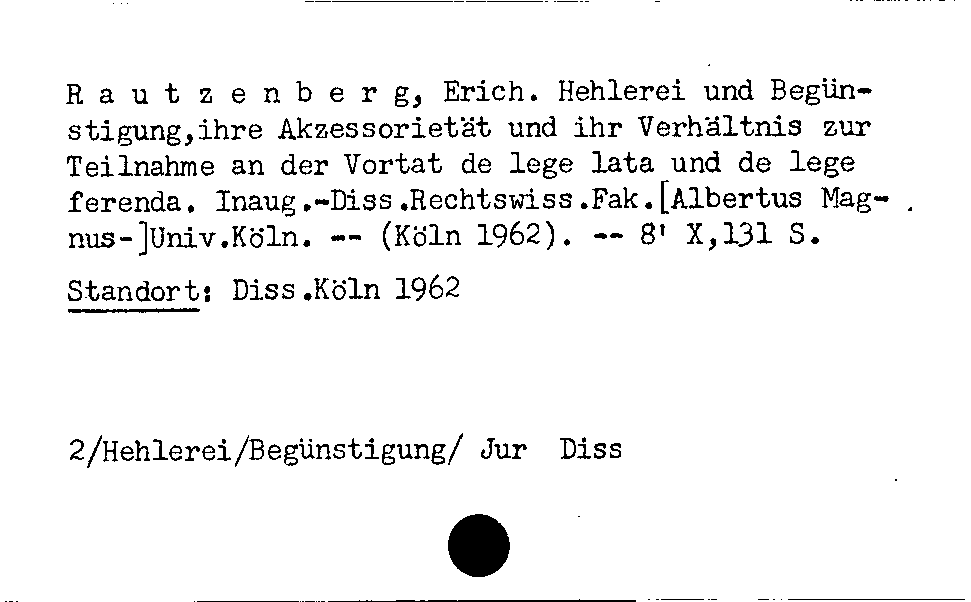 [Katalogkarte Dissertationenkatalog bis 1980]