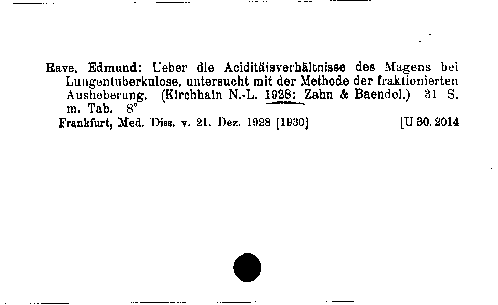 [Katalogkarte Dissertationenkatalog bis 1980]