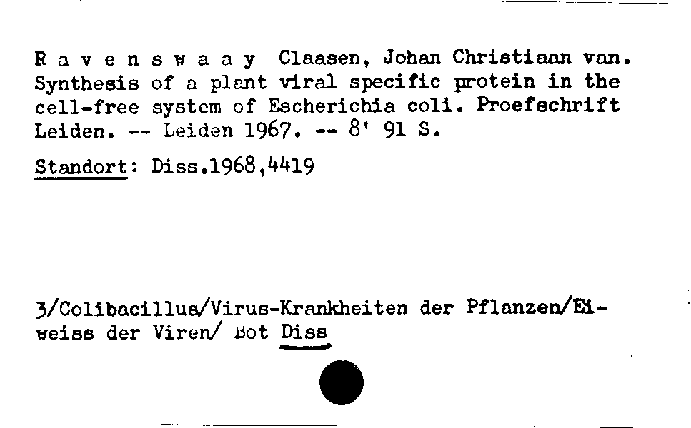 [Katalogkarte Dissertationenkatalog bis 1980]