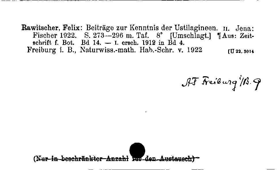 [Katalogkarte Dissertationenkatalog bis 1980]