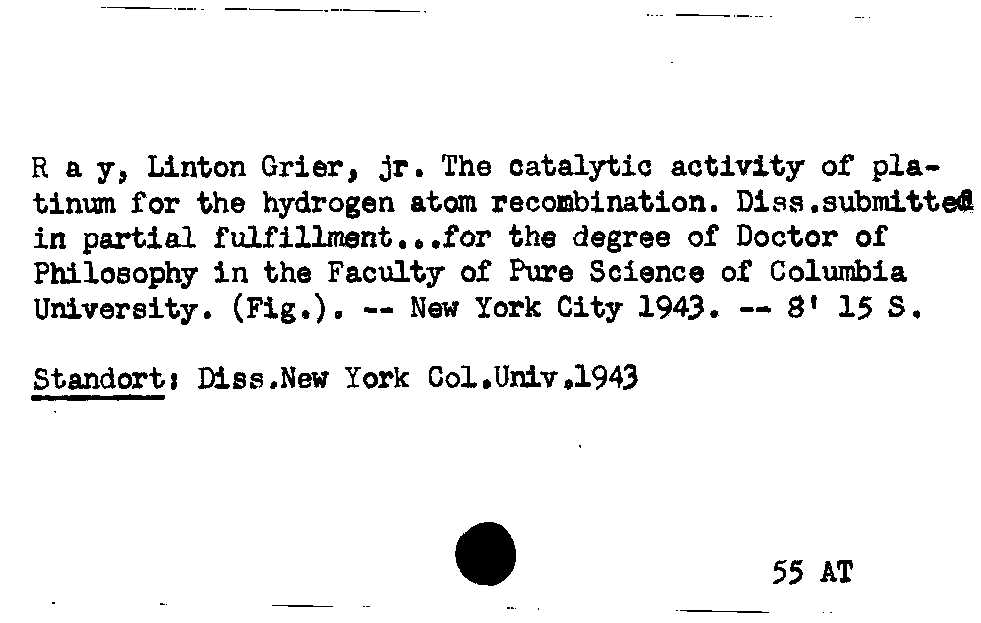 [Katalogkarte Dissertationenkatalog bis 1980]