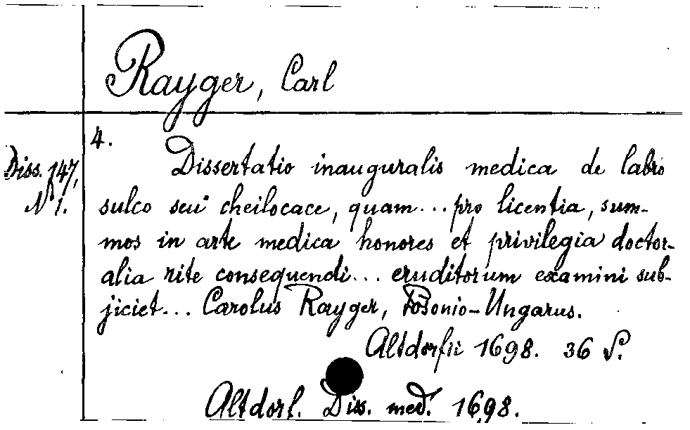 [Katalogkarte Dissertationenkatalog bis 1980]