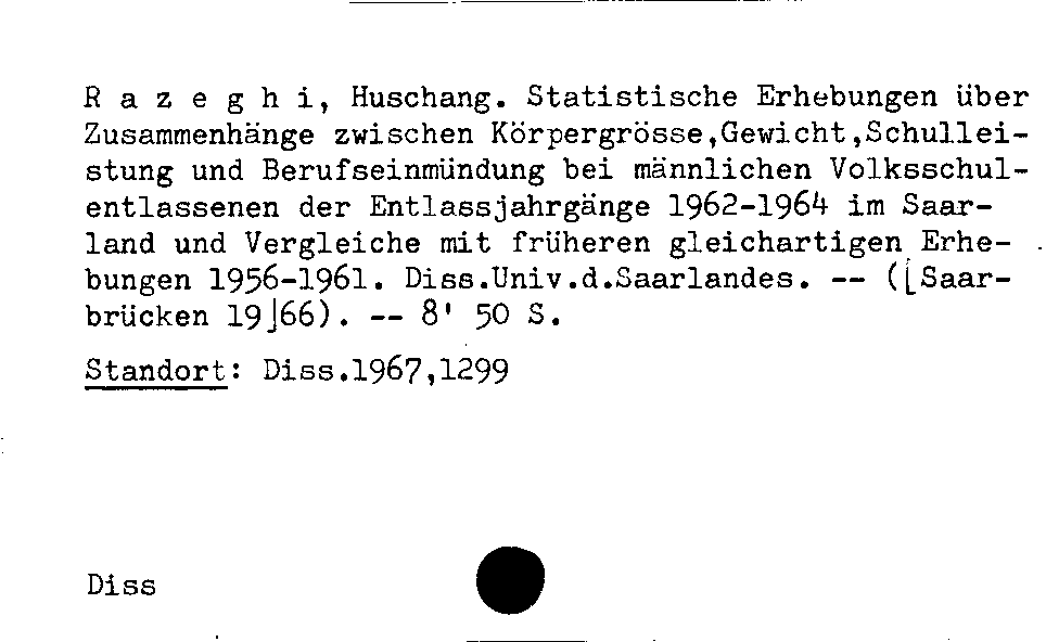 [Katalogkarte Dissertationenkatalog bis 1980]