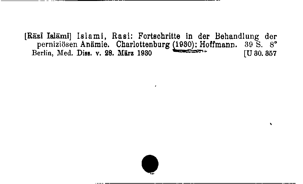 [Katalogkarte Dissertationenkatalog bis 1980]