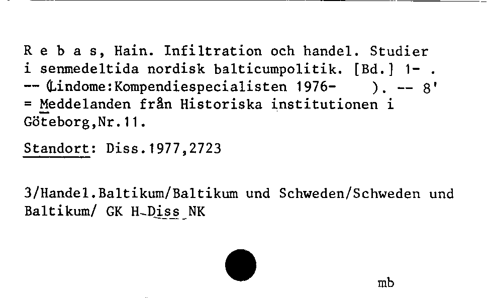 [Katalogkarte Dissertationenkatalog bis 1980]