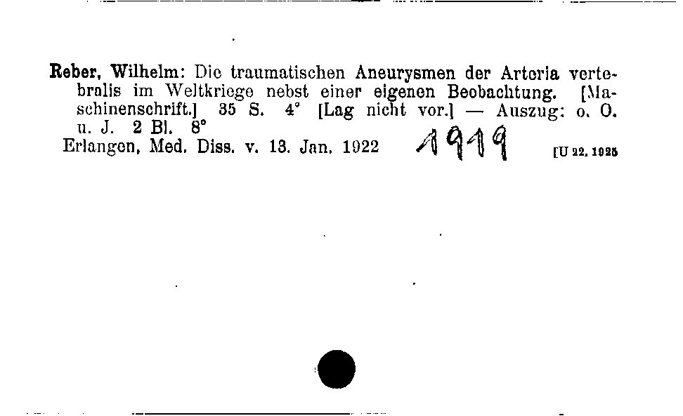 [Katalogkarte Dissertationenkatalog bis 1980]