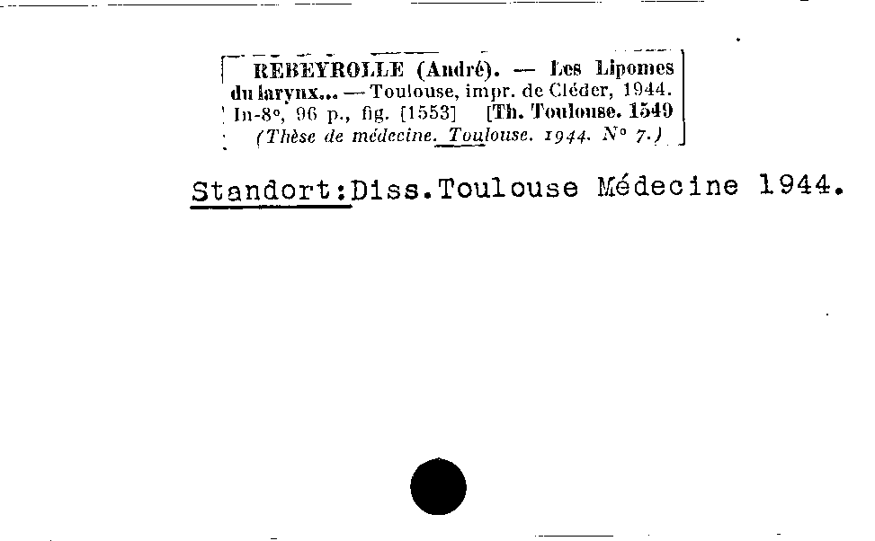 [Katalogkarte Dissertationenkatalog bis 1980]