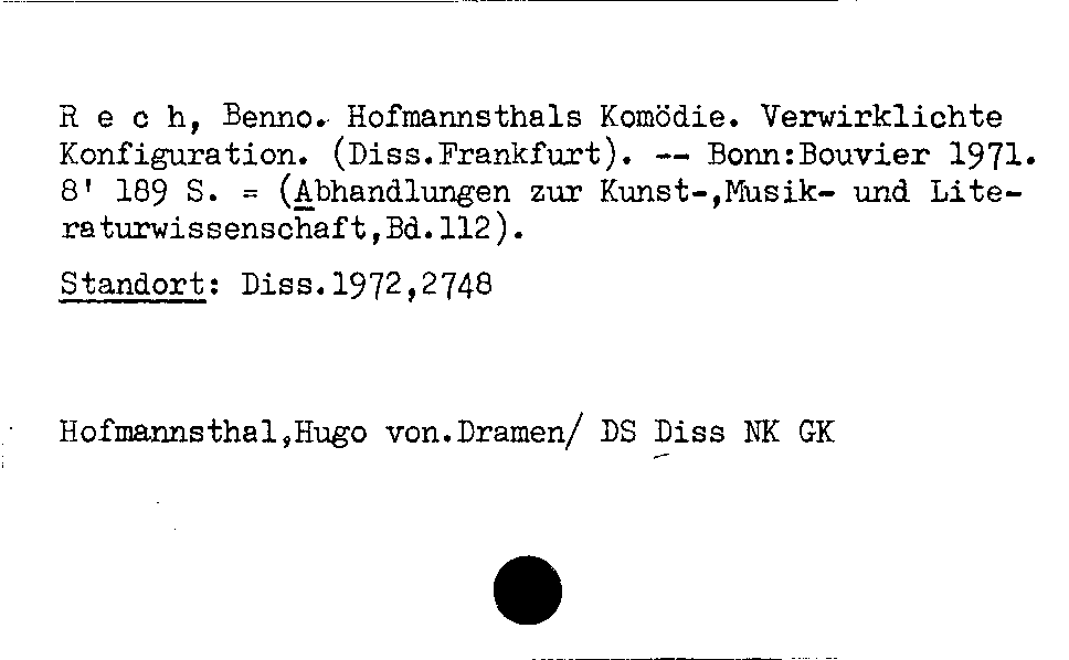 [Katalogkarte Dissertationenkatalog bis 1980]