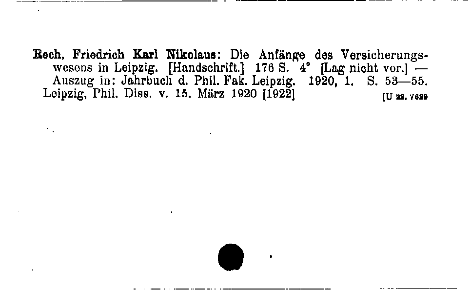 [Katalogkarte Dissertationenkatalog bis 1980]