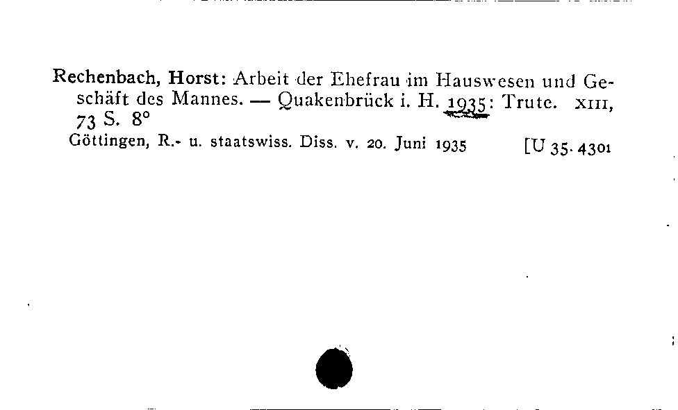 [Katalogkarte Dissertationenkatalog bis 1980]