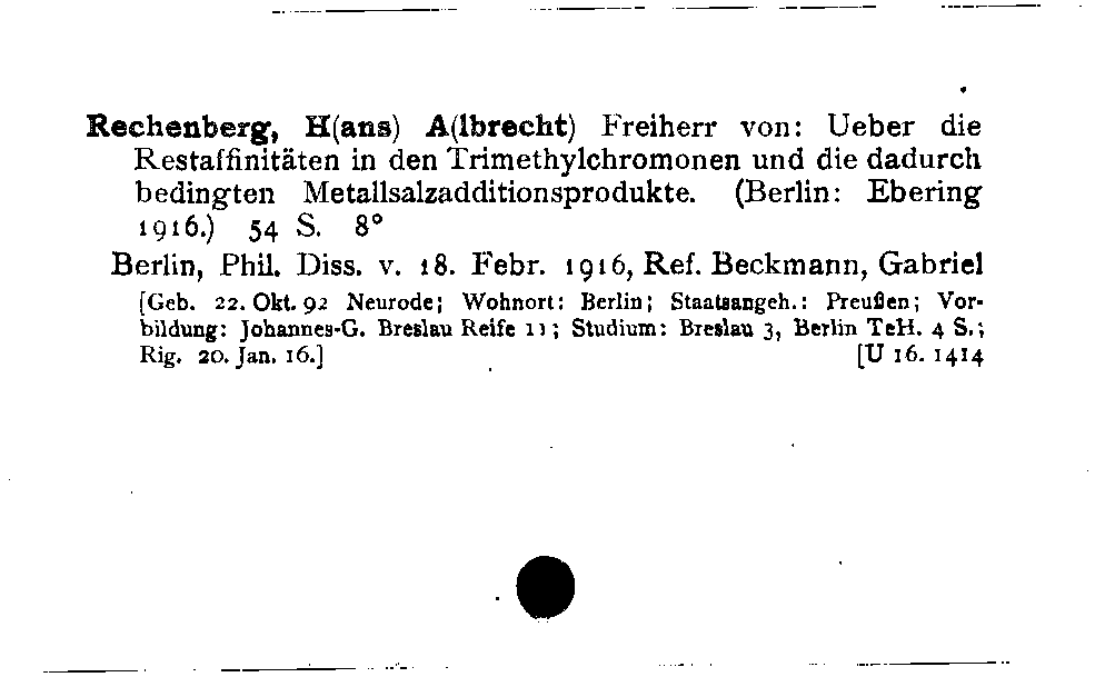 [Katalogkarte Dissertationenkatalog bis 1980]