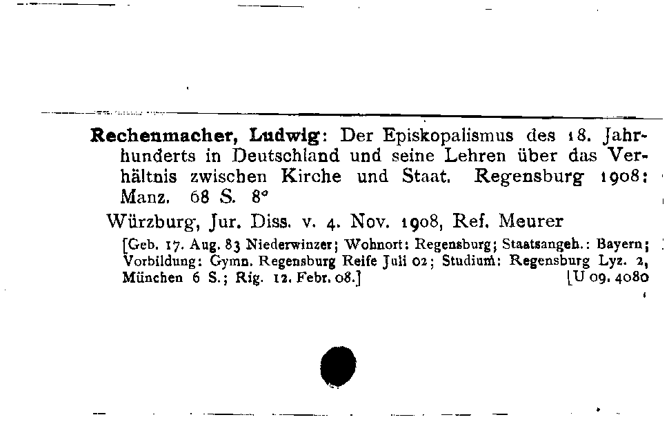 [Katalogkarte Dissertationenkatalog bis 1980]