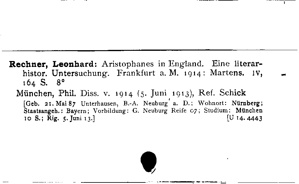 [Katalogkarte Dissertationenkatalog bis 1980]