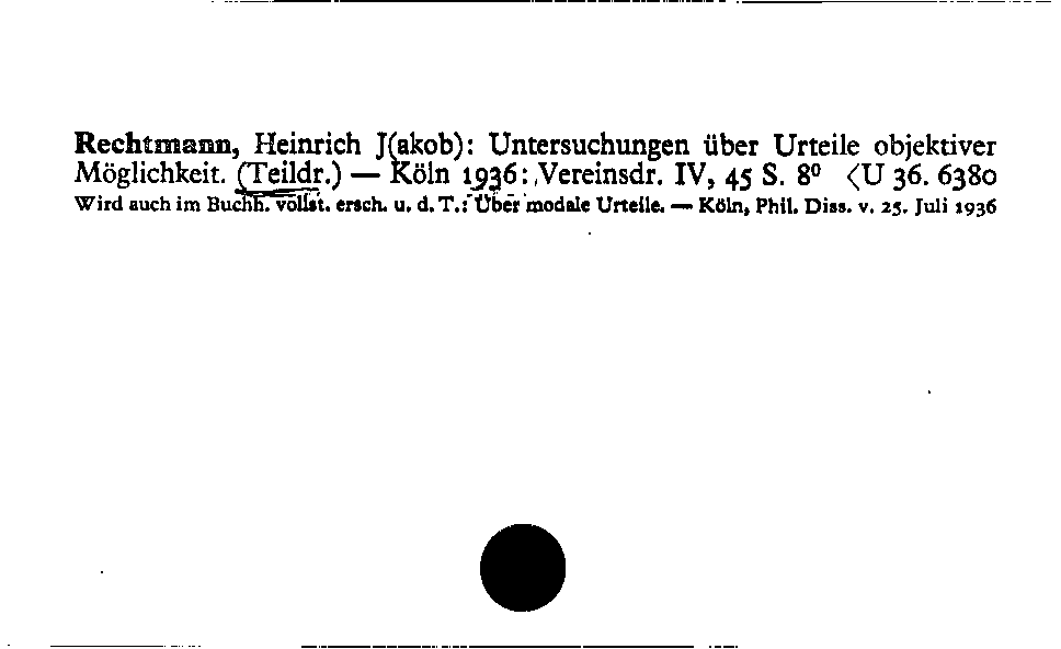 [Katalogkarte Dissertationenkatalog bis 1980]