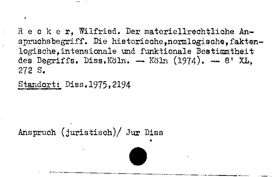 [Katalogkarte Dissertationenkatalog bis 1980]