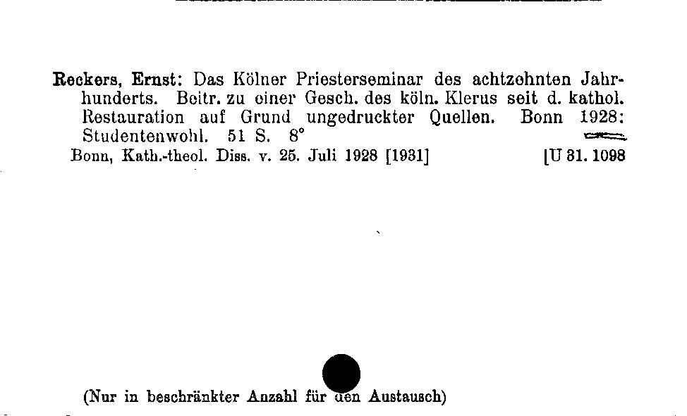 [Katalogkarte Dissertationenkatalog bis 1980]