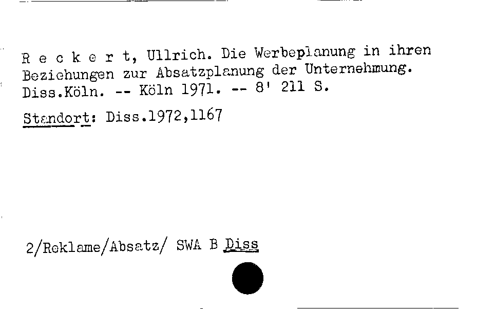 [Katalogkarte Dissertationenkatalog bis 1980]