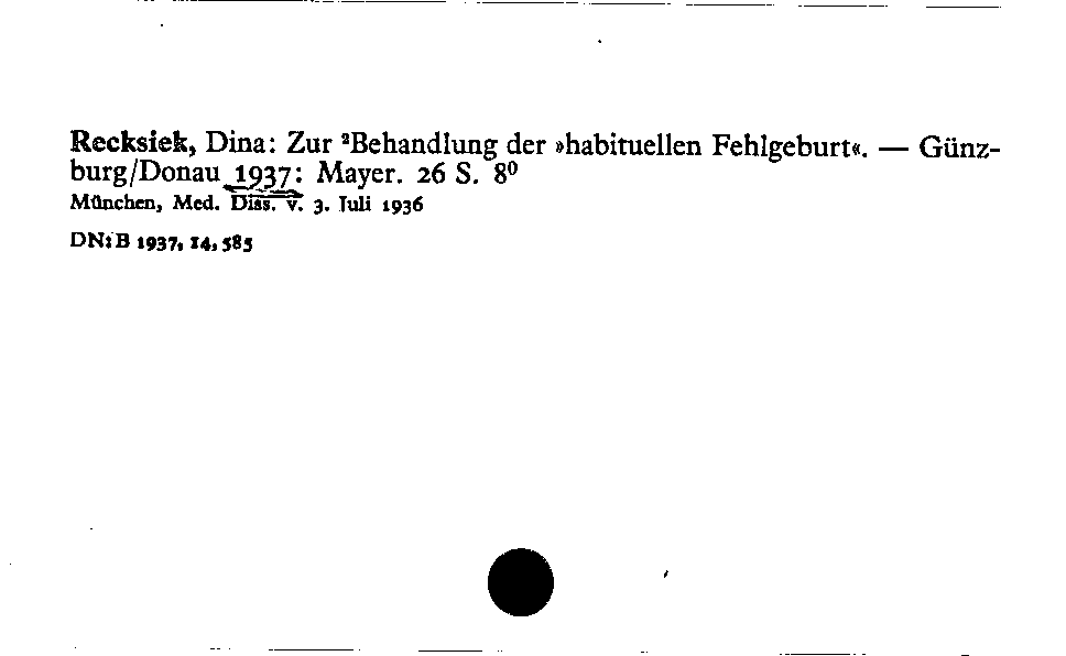 [Katalogkarte Dissertationenkatalog bis 1980]