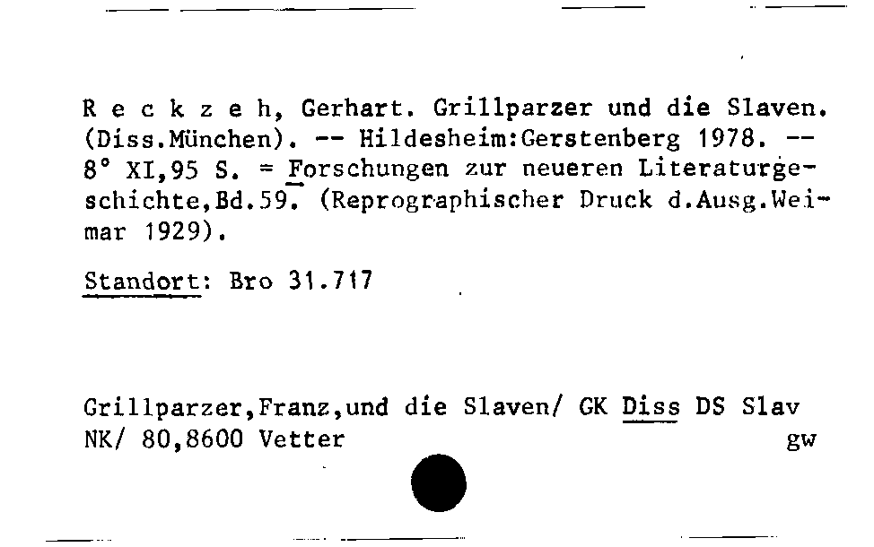 [Katalogkarte Dissertationenkatalog bis 1980]