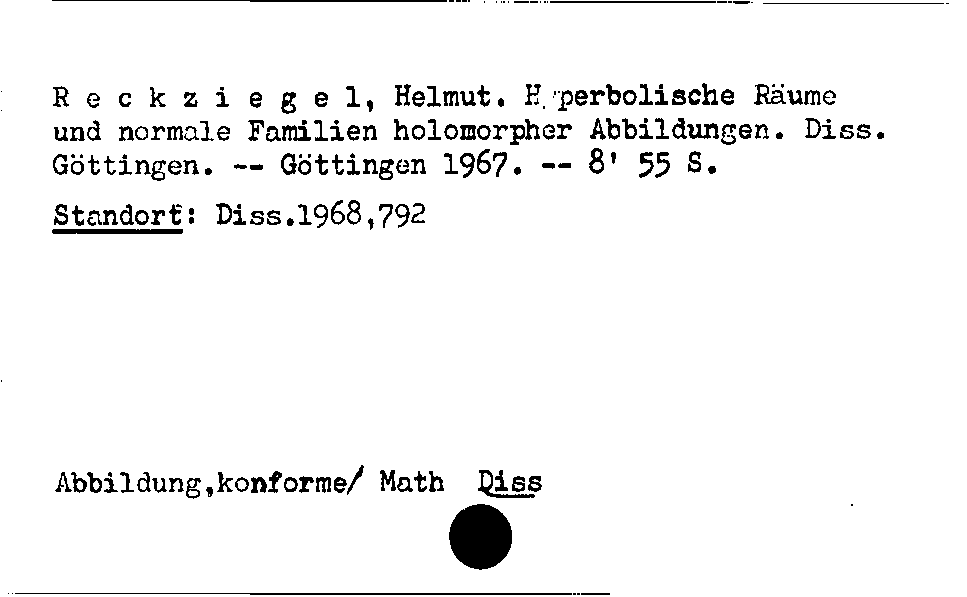 [Katalogkarte Dissertationenkatalog bis 1980]