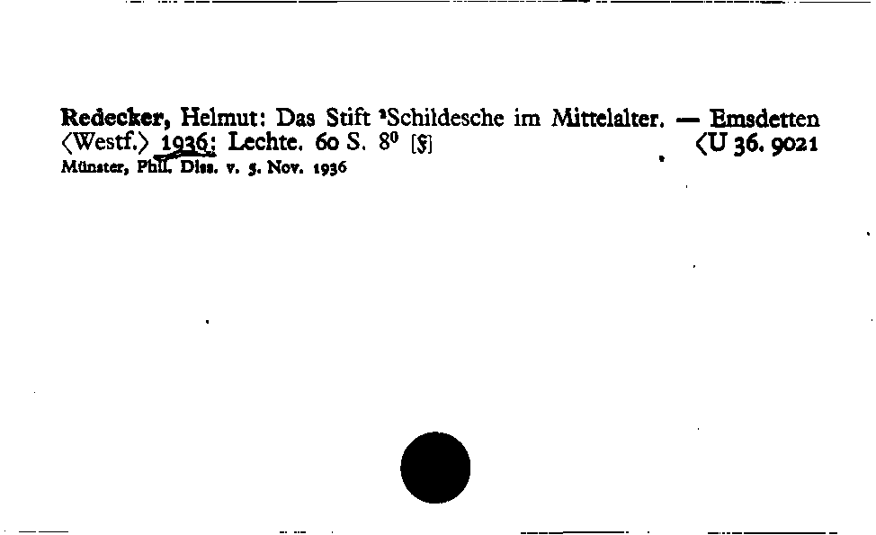 [Katalogkarte Dissertationenkatalog bis 1980]