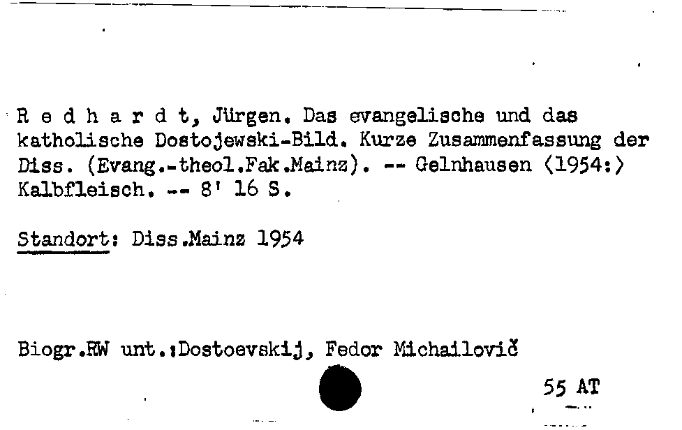 [Katalogkarte Dissertationenkatalog bis 1980]