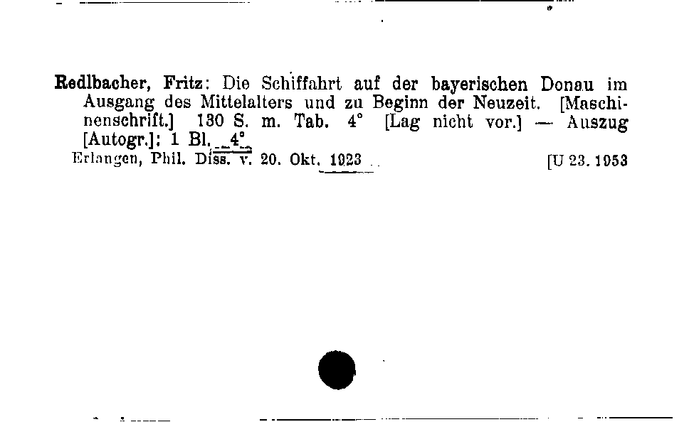 [Katalogkarte Dissertationenkatalog bis 1980]