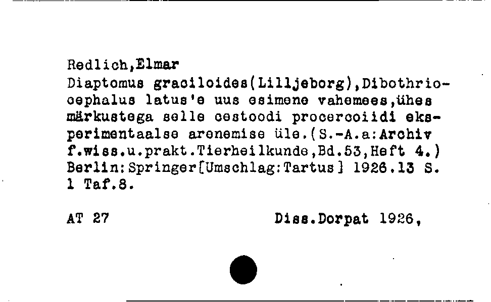 [Katalogkarte Dissertationenkatalog bis 1980]