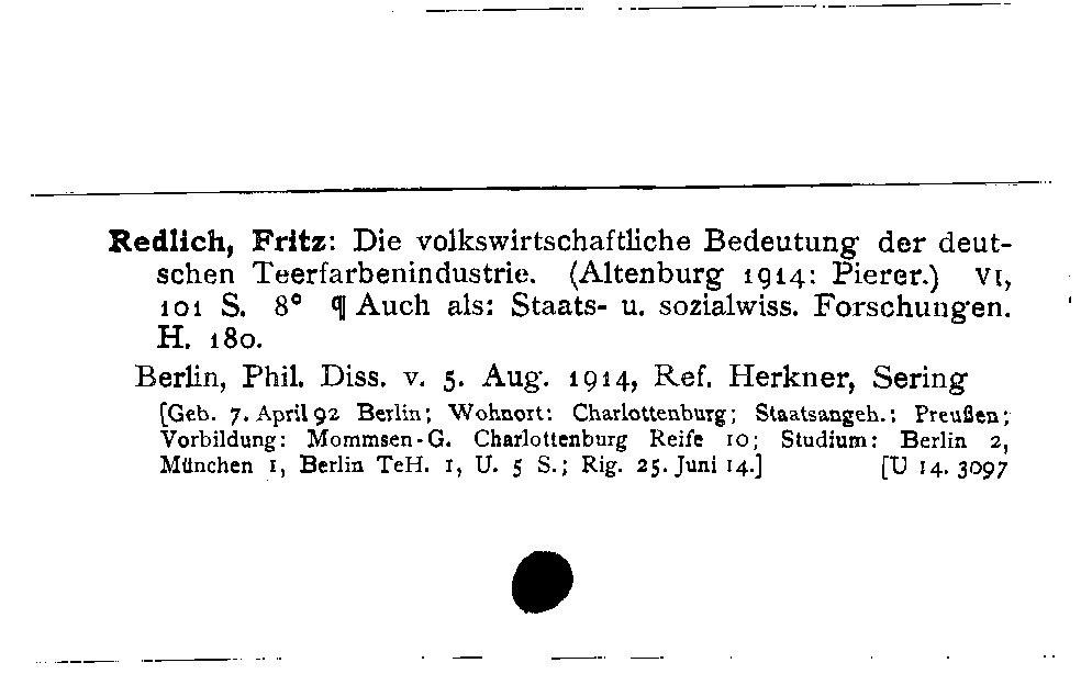 [Katalogkarte Dissertationenkatalog bis 1980]