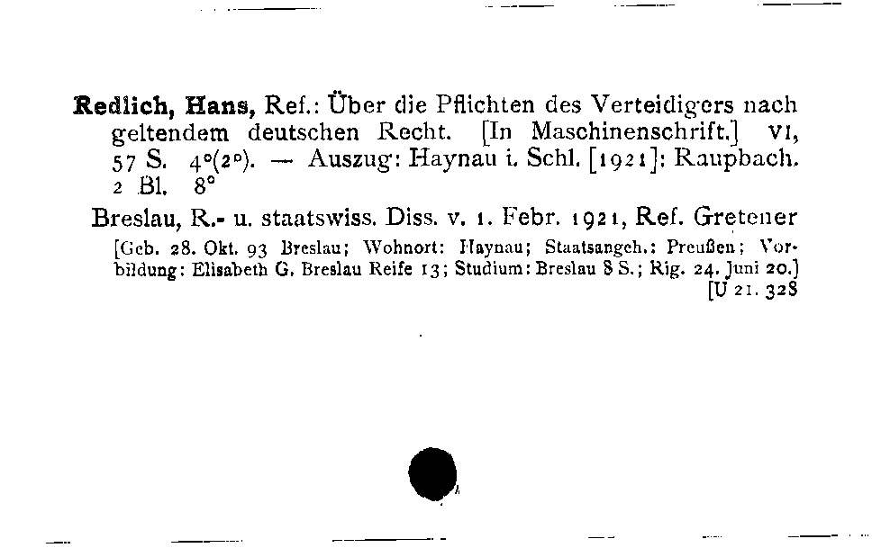 [Katalogkarte Dissertationenkatalog bis 1980]