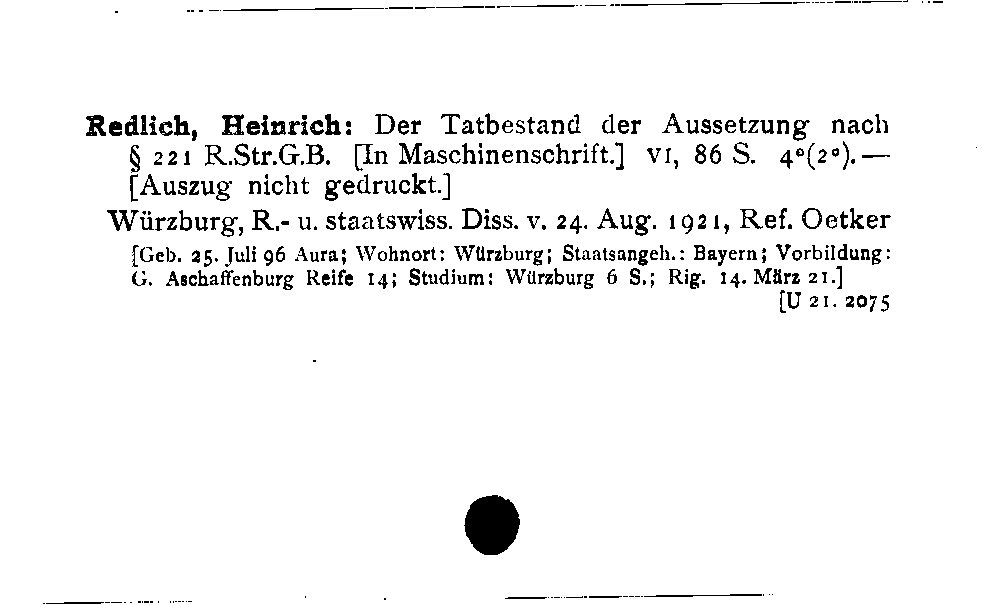 [Katalogkarte Dissertationenkatalog bis 1980]