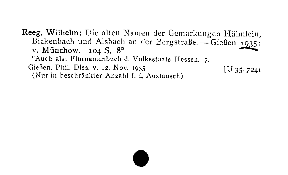 [Katalogkarte Dissertationenkatalog bis 1980]