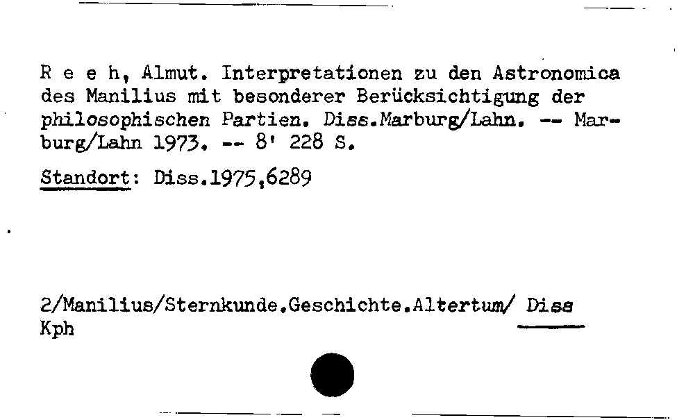 [Katalogkarte Dissertationenkatalog bis 1980]