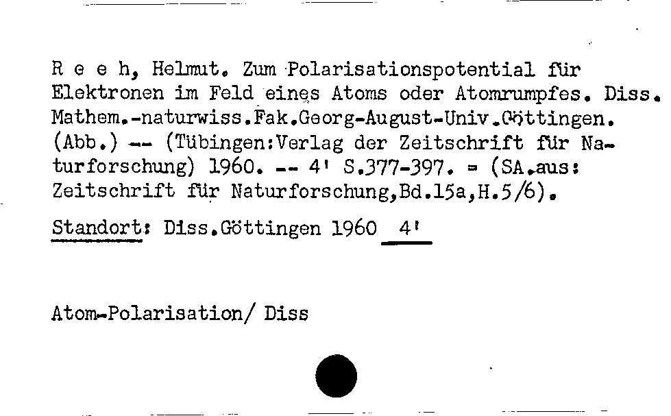 [Katalogkarte Dissertationenkatalog bis 1980]