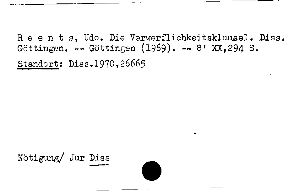 [Katalogkarte Dissertationenkatalog bis 1980]