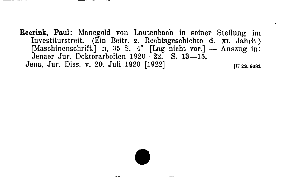 [Katalogkarte Dissertationenkatalog bis 1980]