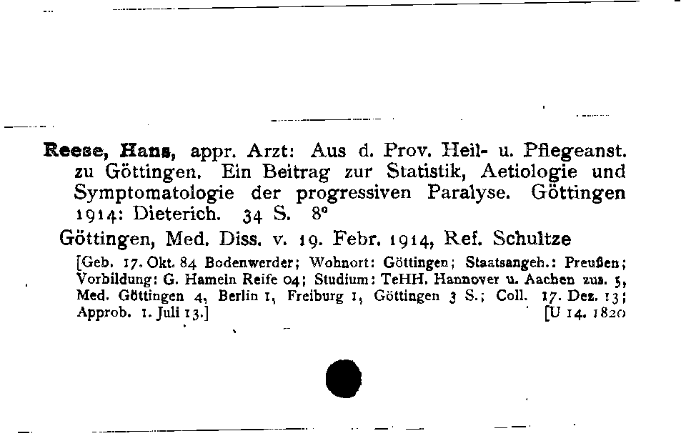 [Katalogkarte Dissertationenkatalog bis 1980]