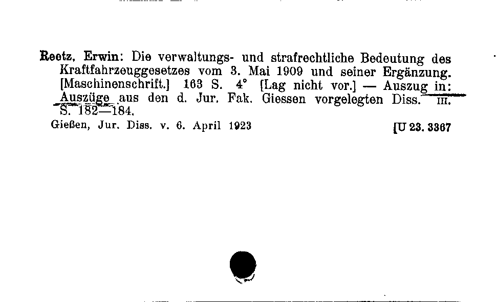 [Katalogkarte Dissertationenkatalog bis 1980]