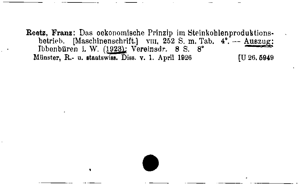 [Katalogkarte Dissertationenkatalog bis 1980]